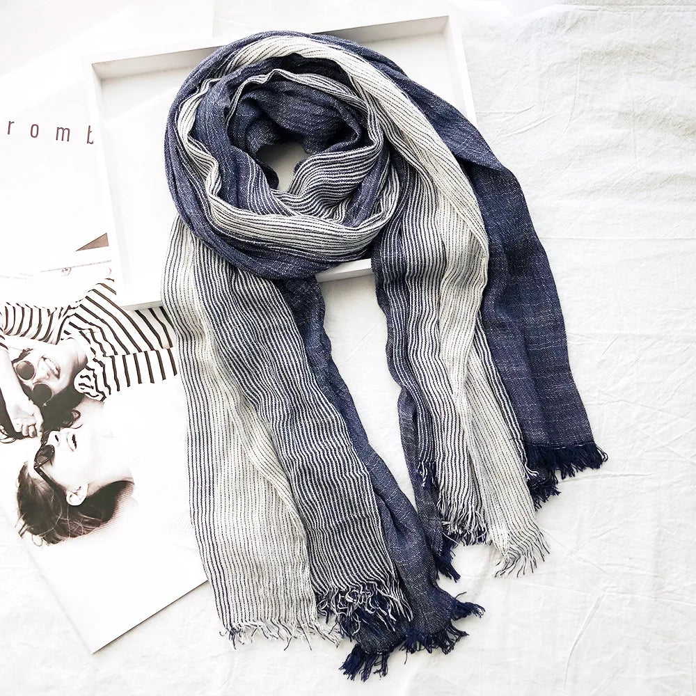 Navy Blue Textured Scarf