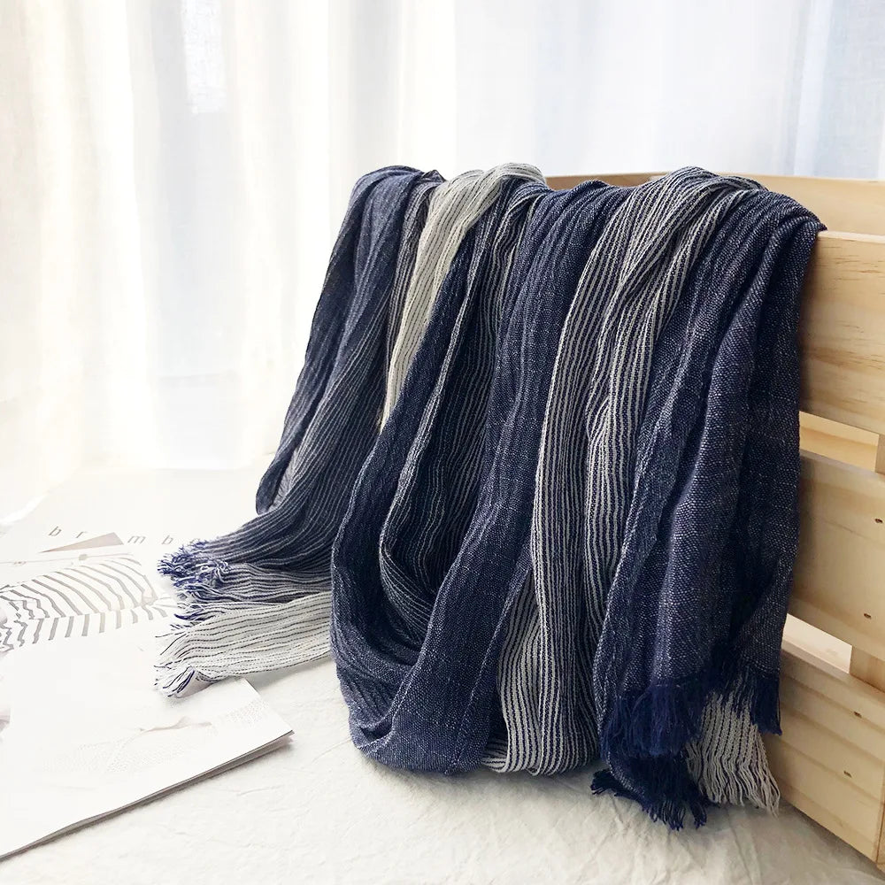 Navy Blue Textured Scarf