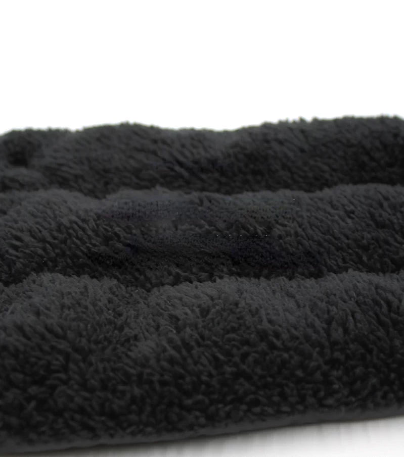 Navy Puffer Scarf With Faux Fur