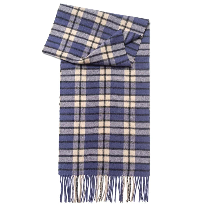 Navy Beige Plaid Scarf