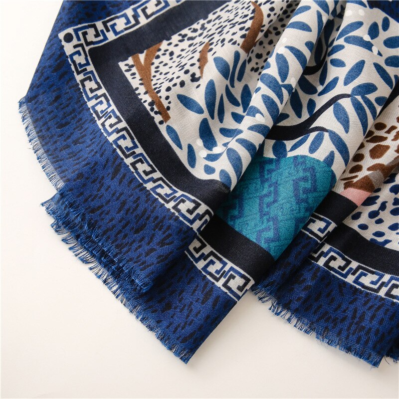 Pink & Navy Scarf with Geometrical Print