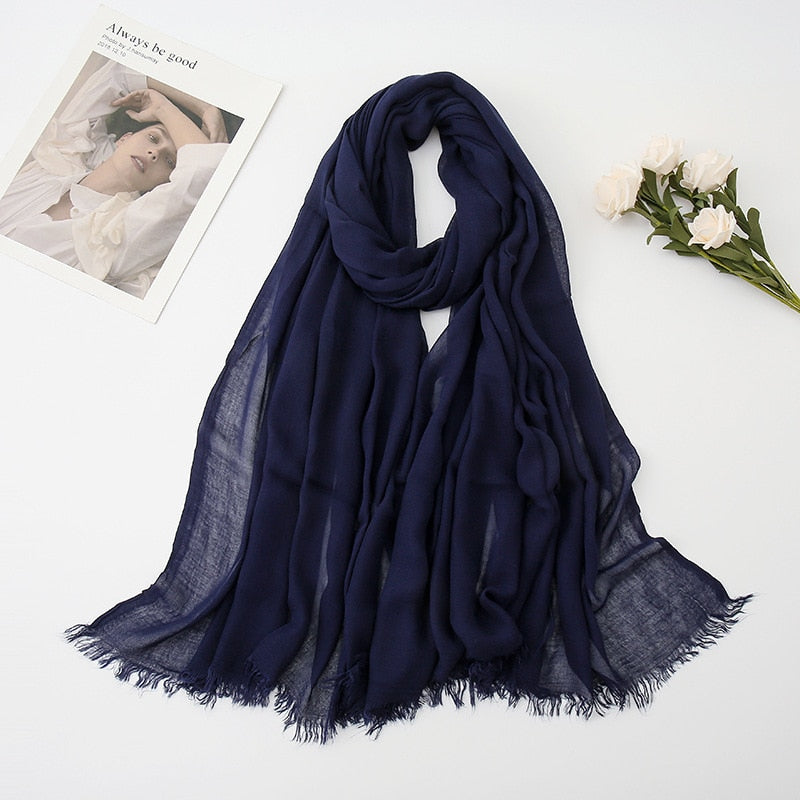 Navy Chiffon Scarf