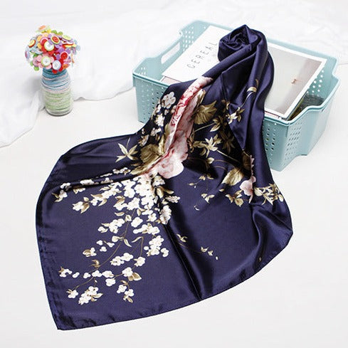 Navy Roses Print Scarf