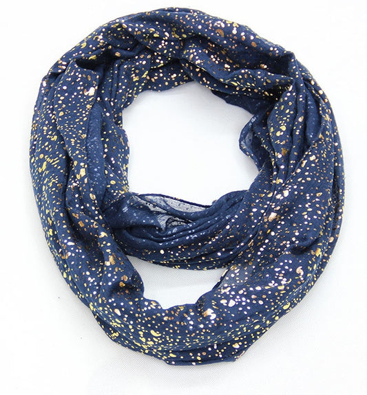 Infinity Navy Scarf with Gold Specks