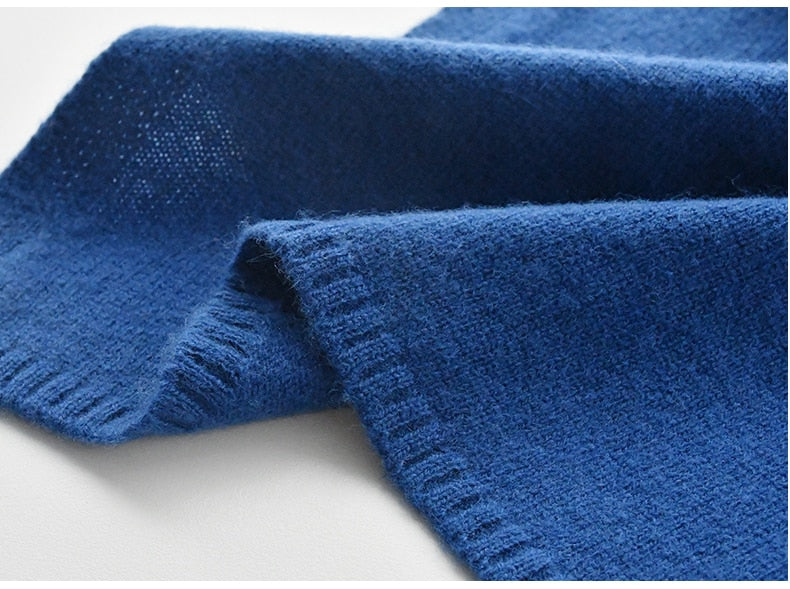 Thin Woolen Navy Blue Scarf