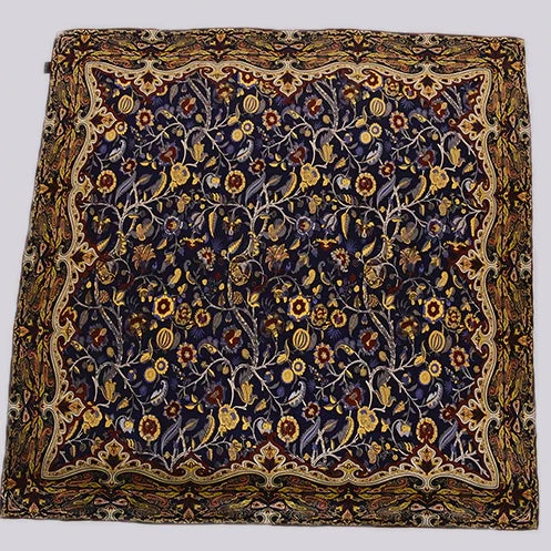 Navy Gold Mulberry Silk Scarf