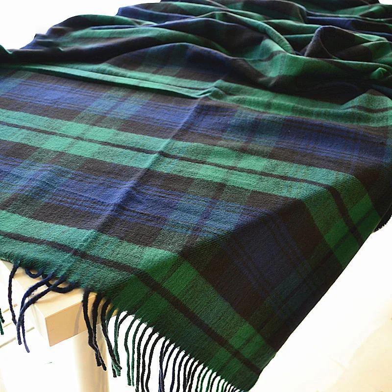Navy Green Tartan Scarf