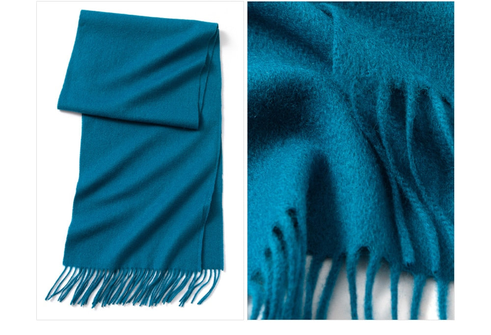 Woolen Navy Scarf with Tassels