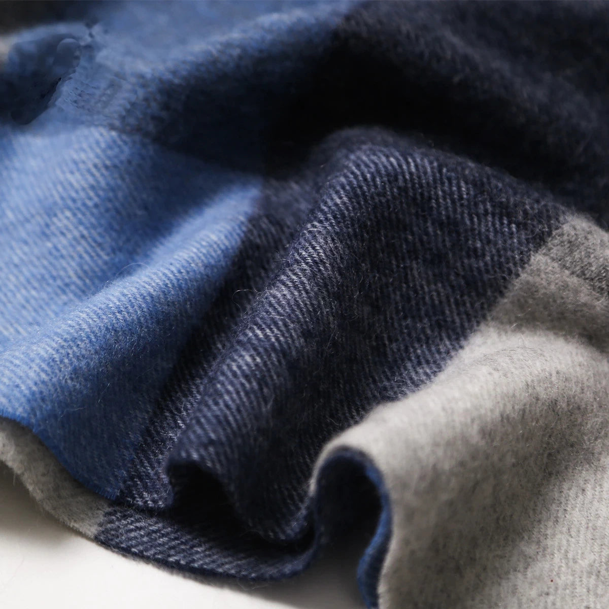 Checked Light Blue & Navy Scarf