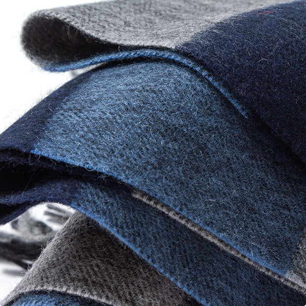 Checked Light Blue & Navy Scarf