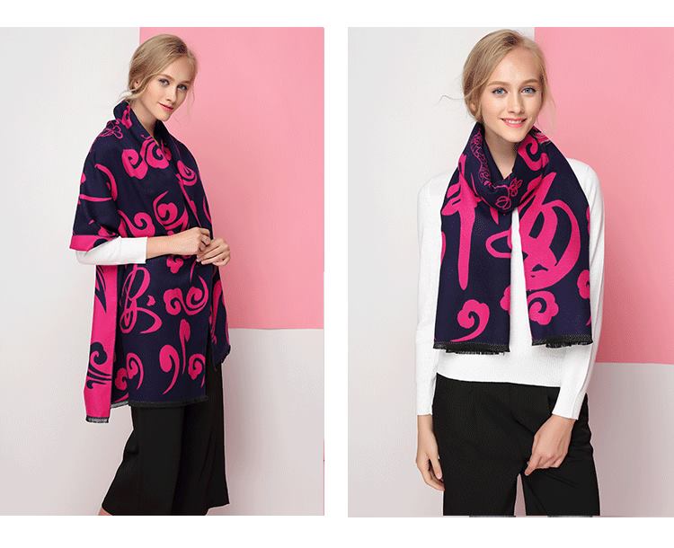 Navy Pink Squiggles Scarf