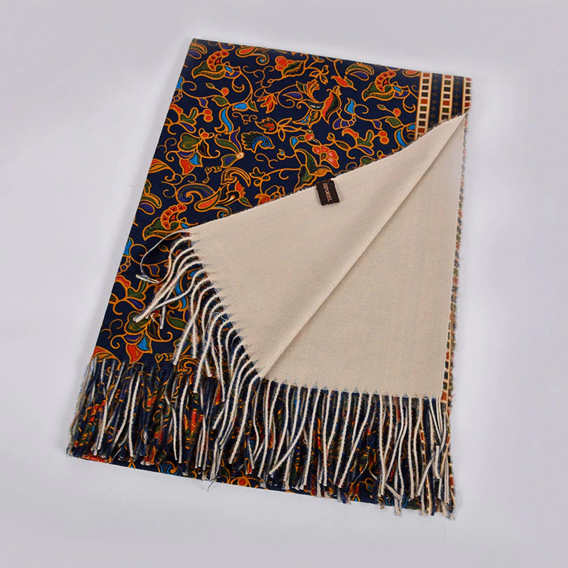 Navy Gold Pashmina Scarf