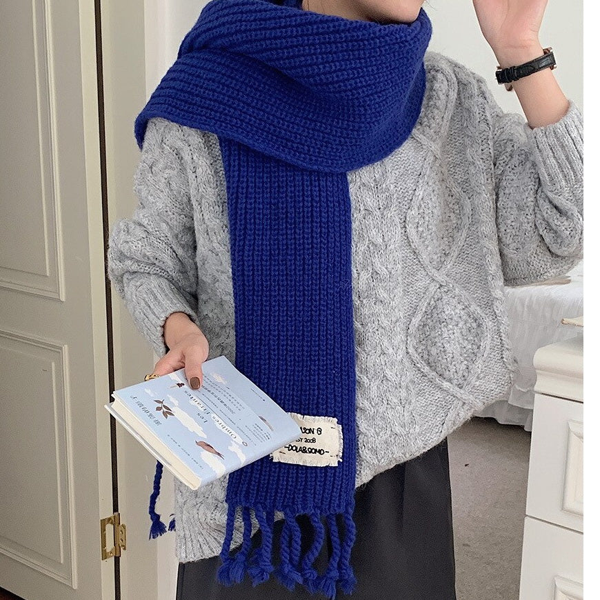 Royal Blue Knitted Scarf