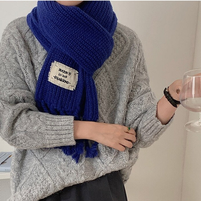 Royal Blue Knitted Scarf