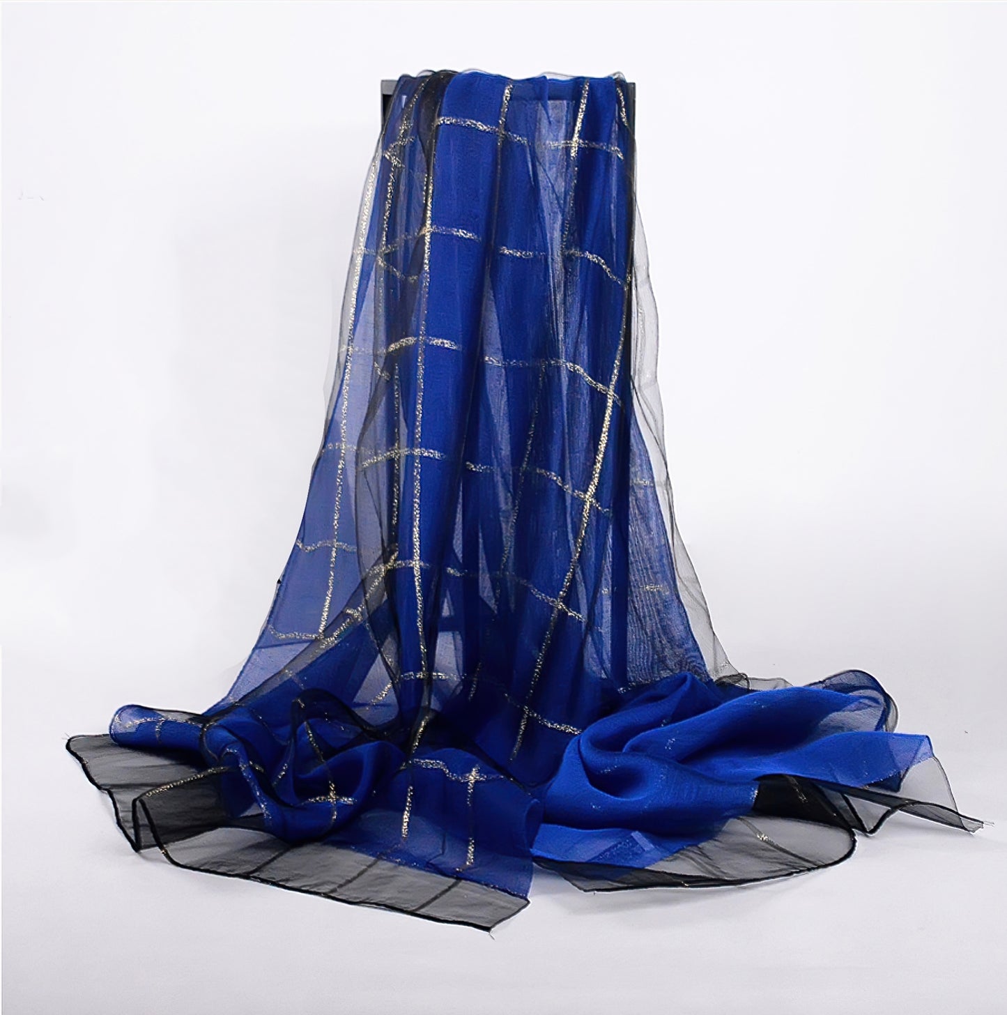Real Silk Gold Navy Scarf
