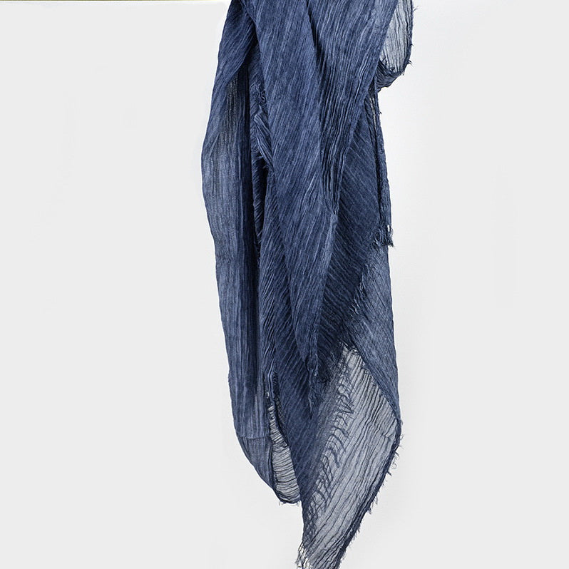 Crinkle Lightweight Navy Scarf