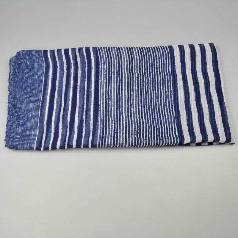 White & Navy Striped Scarf