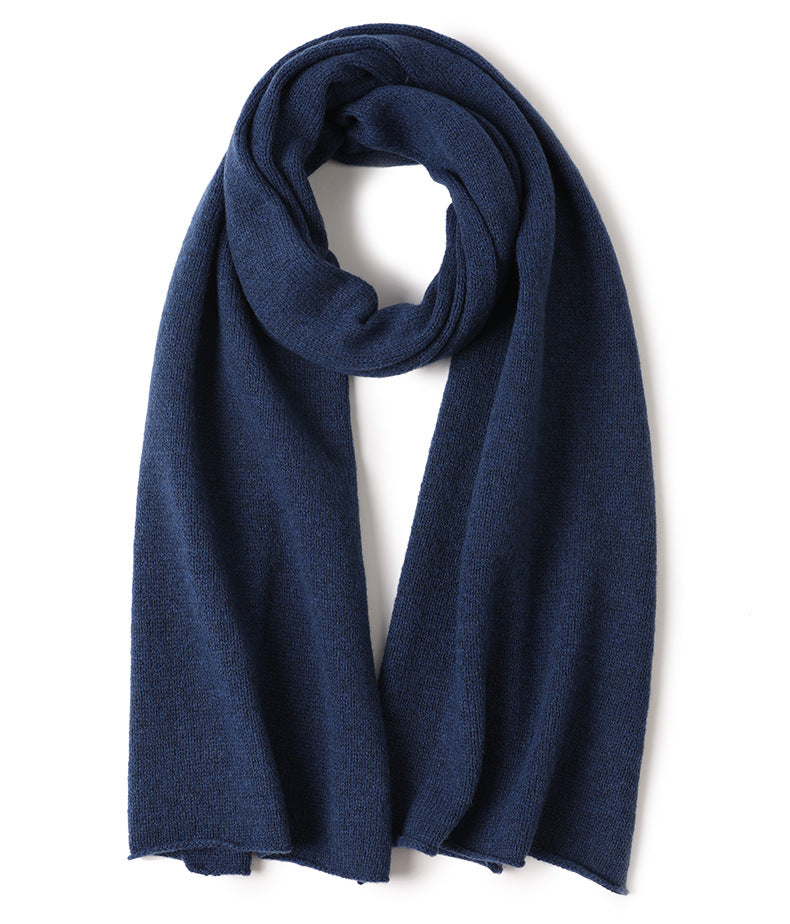 Knitted Yak Cashmere Navy Scarf