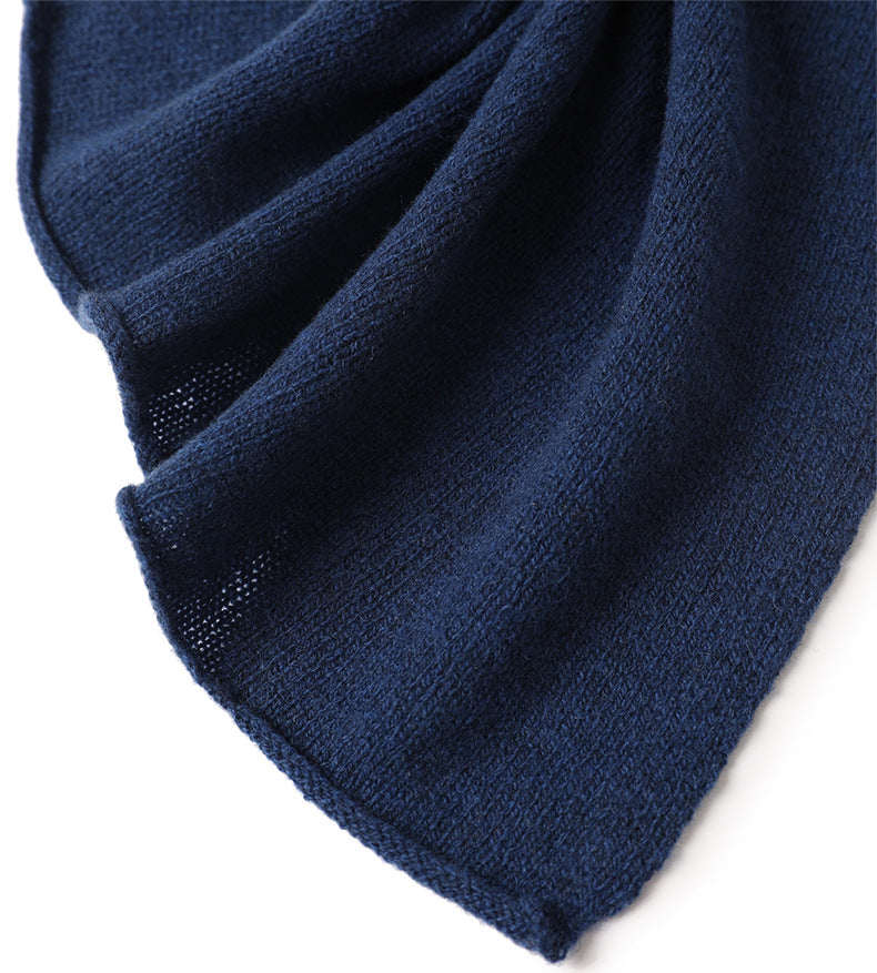 Knitted Yak Cashmere Navy Scarf
