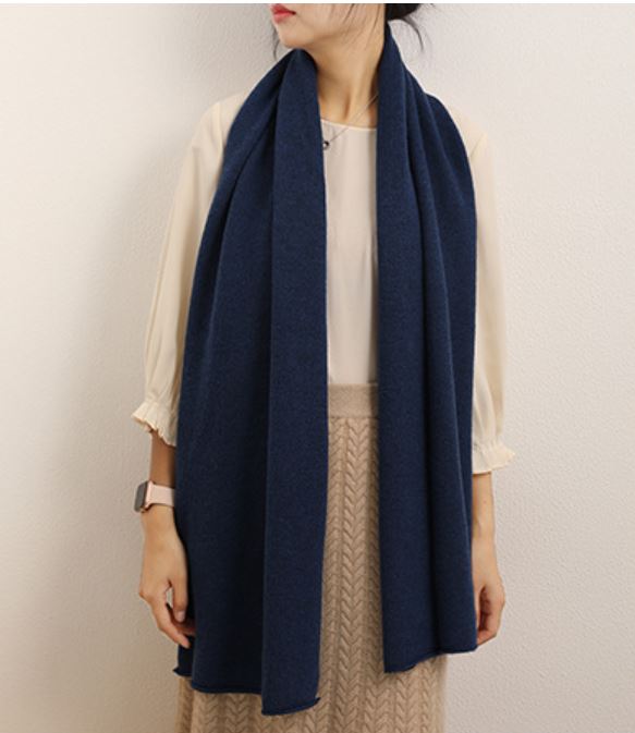 Knitted Yak Cashmere Navy Scarf