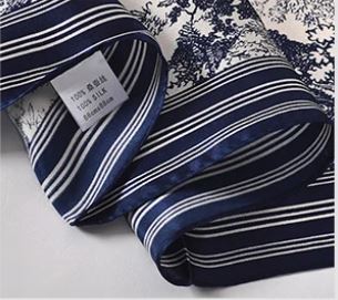 Navy Blue and White Real Silk Scarf