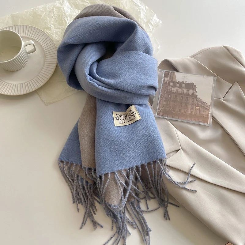 Double Sided Blue Scarf
