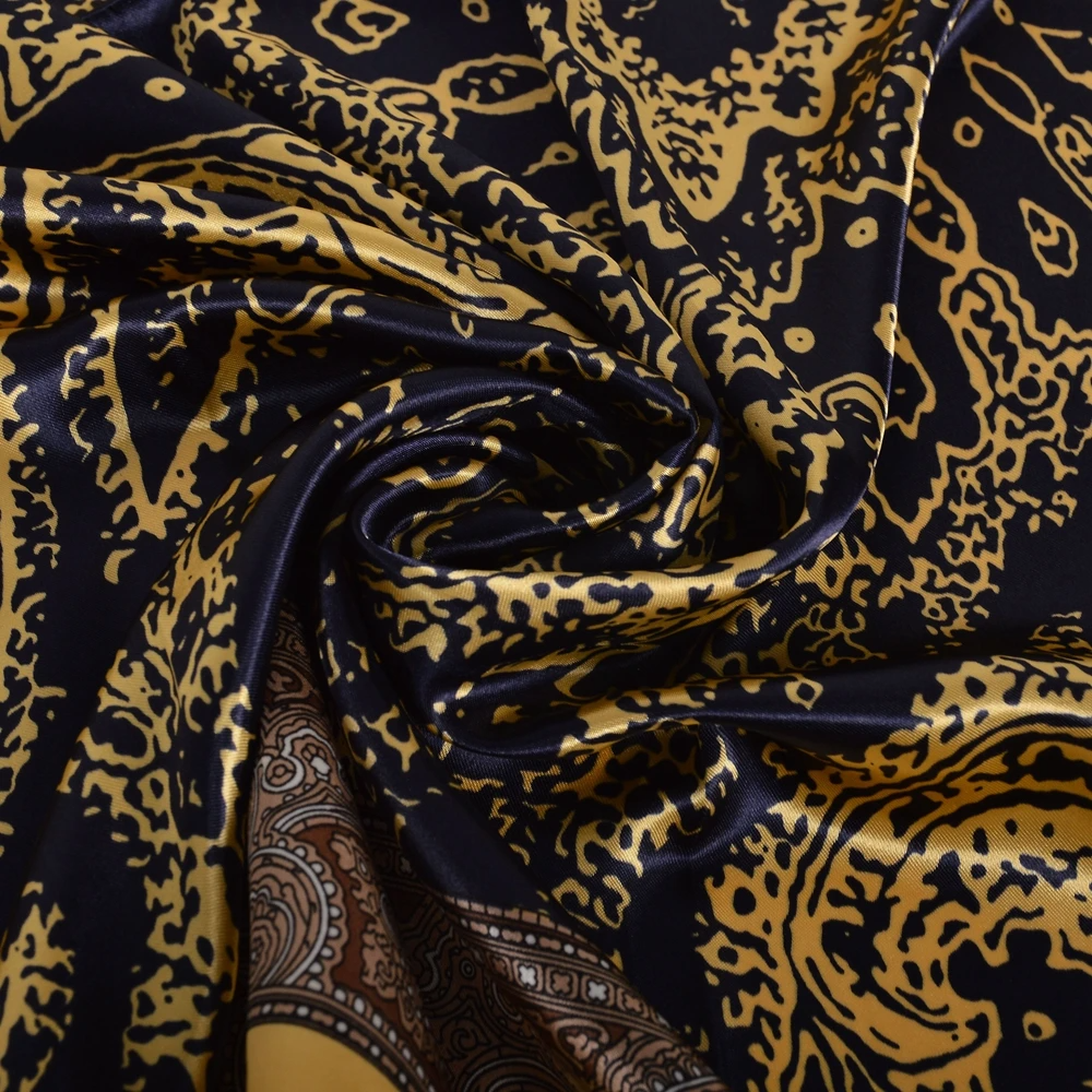 Navy and Gold Faux Silk Scarf