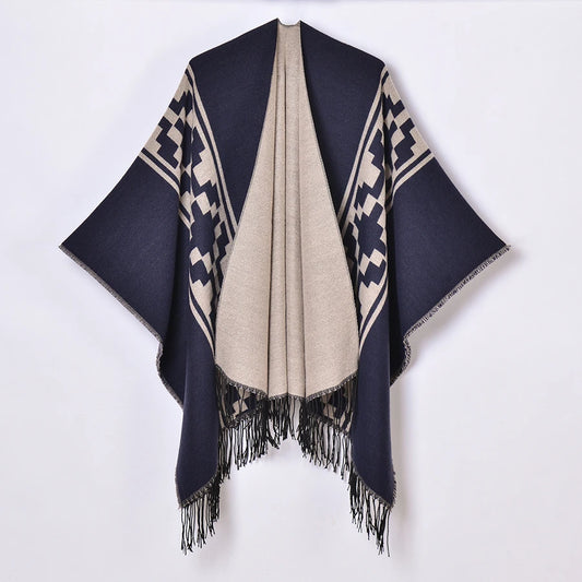 Two Colours Oversized Navy Pashmina