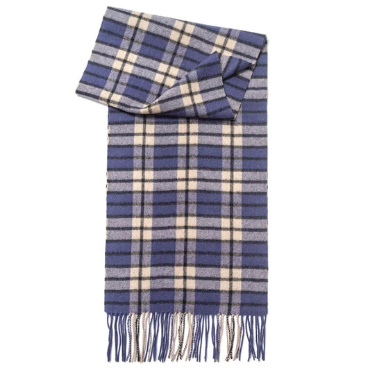 Navy Beige Plaid Scarf