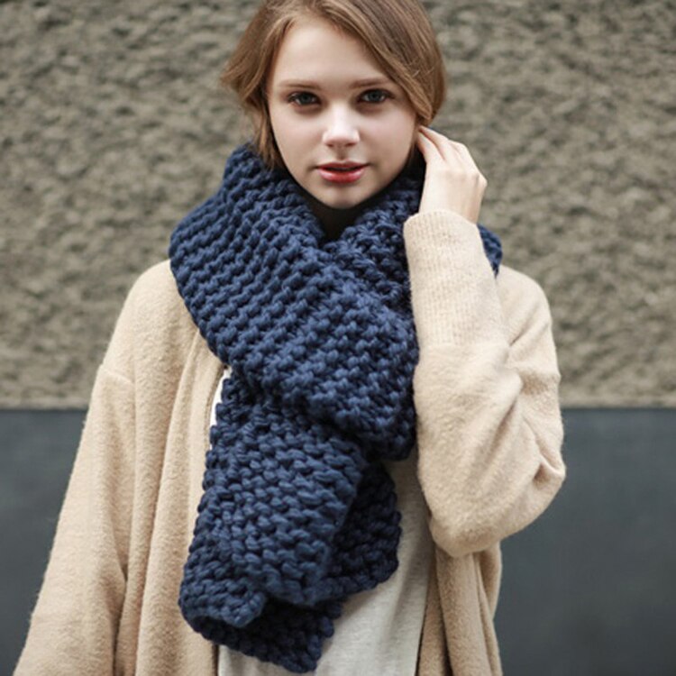 Chunky Navy Knitted Scarf