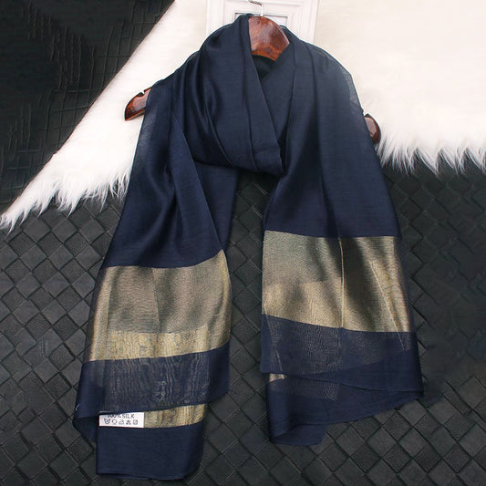 Navy and Gold Organza Scarf