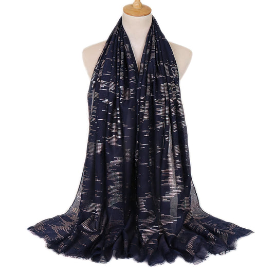 Navy Pashmina With Gold Details