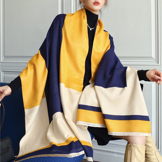 Colour Block Yellow Navy Scarf