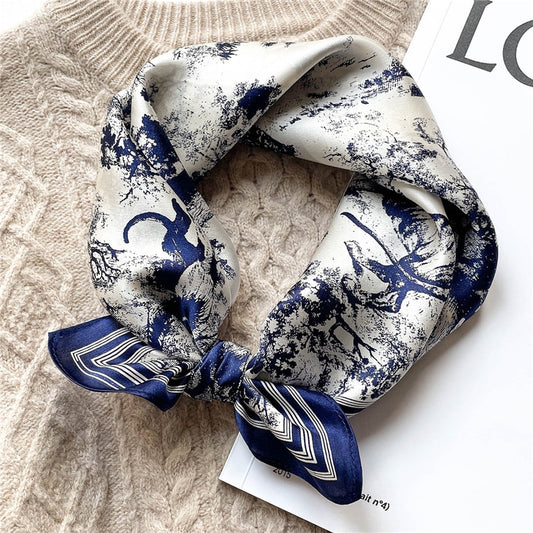 Real Silk White & Navy Neckerchief