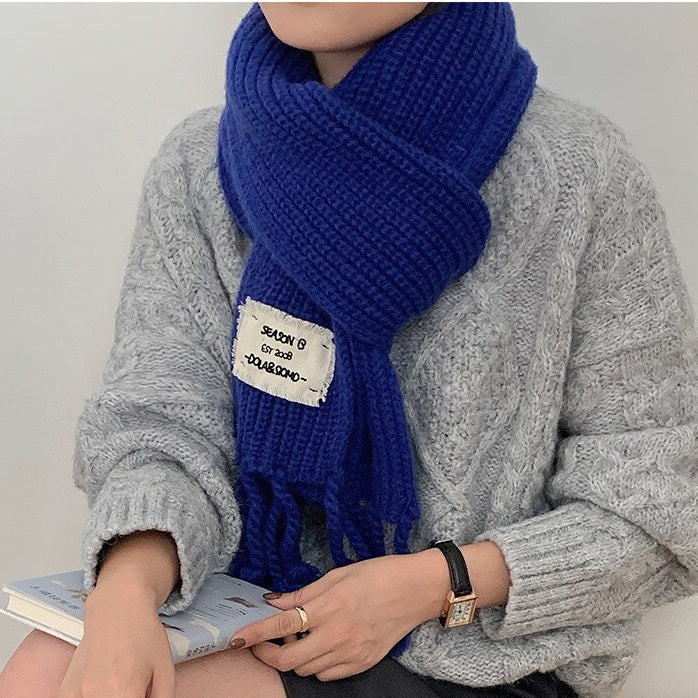Royal Blue Knitted Scarf