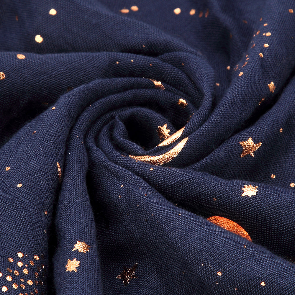 Lightweight navy scarf with gold details