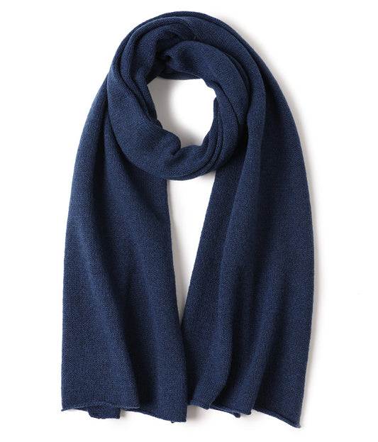 Knitted Yak Cashmere Navy Scarf