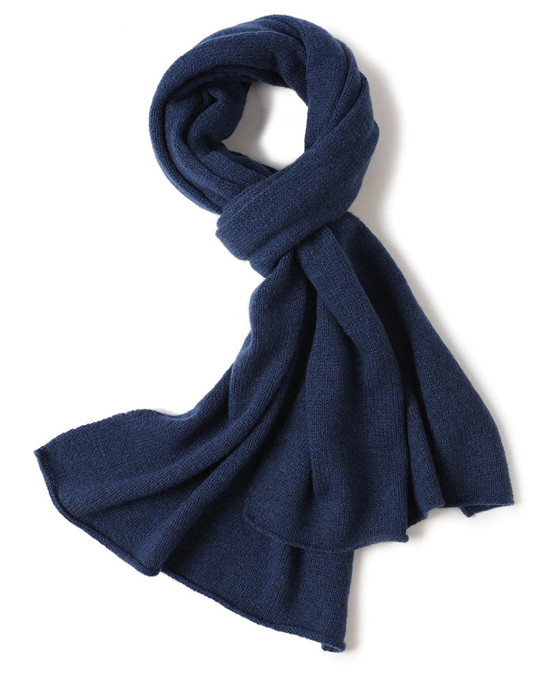 Knitted Yak Cashmere Navy Scarf
